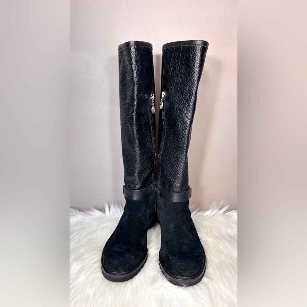 WISHBONE Leather & Suede Moto Boots - Picture 9 of 10